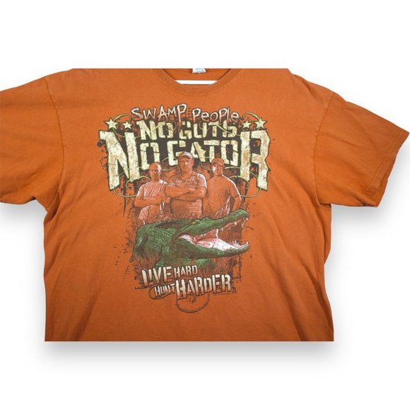 2012 Swamp People T-Shirt Mens Size 2XL NO GUTS NO GATOR..LIVE HARD HUNT HARDER - Picture 2 of 9